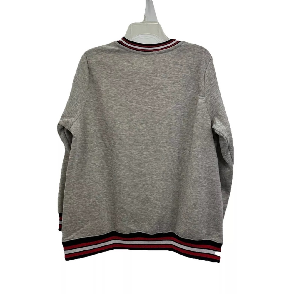 NWT Hello Kitty Sweatshirt Juniors 1XL Gray Fleece Crew Neck Pullover Sanrio - Picture 2 of 7